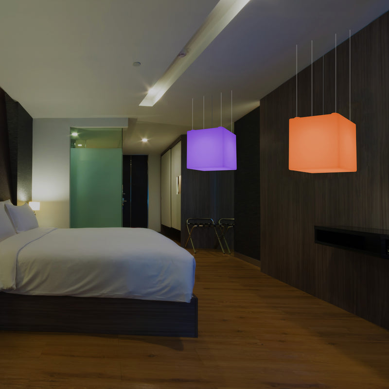 LED Würfel Hängeleuchte, geometrische SMD RGB Pendelleuchte, Lampe 500 mm, Umgebungsbeleuchtung