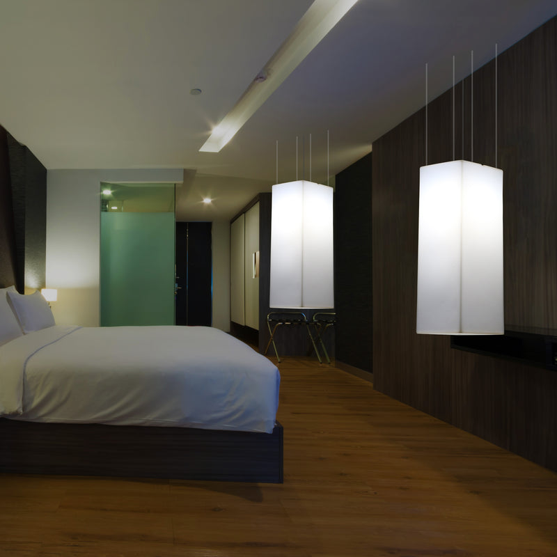 Rechteckige LED Hängelampe, Licht, moderne Pendelleuchte, 80 cm lang, E27 Glühbirne, weiß