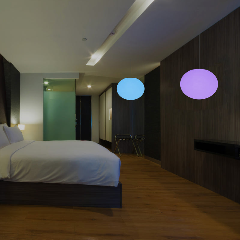 Ellipse Kieselstein Pendelleuchte, Designer ovale RGB Hängeleuchte, 27 cm, LED Ambiente Leuchte