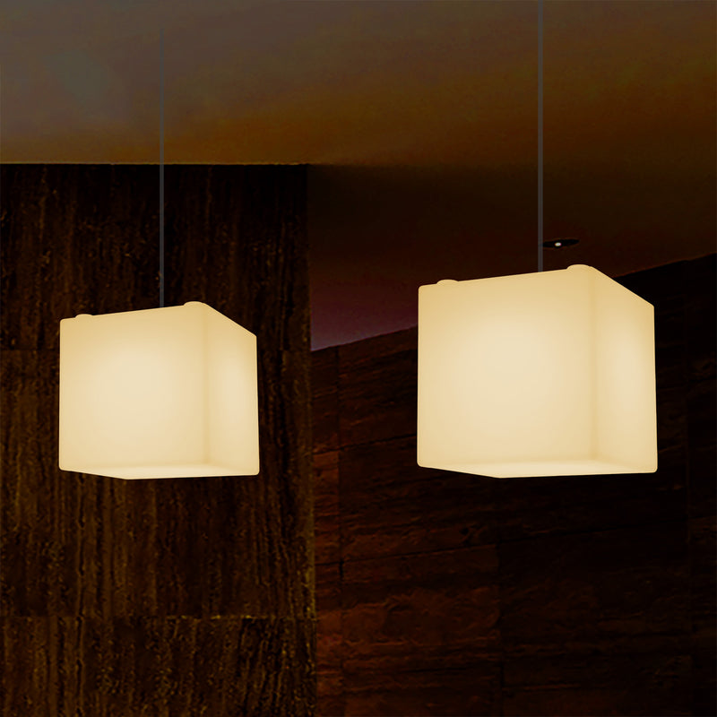 Geometrische Pendelleuchte, Würfel LED Hängelampe, 20 x 20 cm, E27, warmweißes Licht