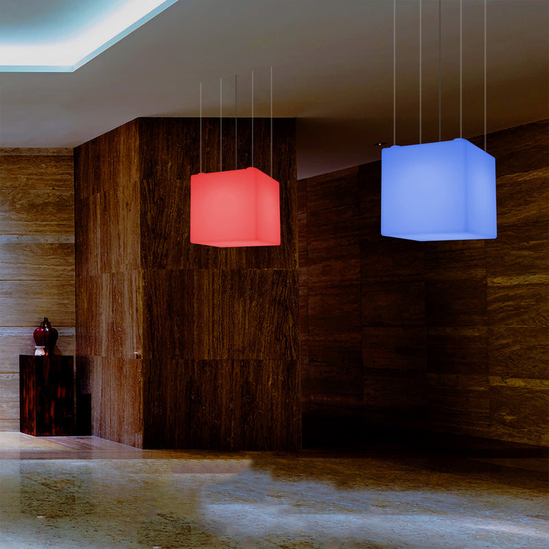 LED Würfel Hängeleuchte, geometrische SMD RGB Pendelleuchte, Lampe 500 mm, Umgebungsbeleuchtung