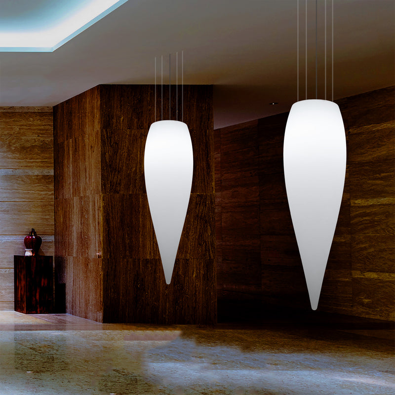 Wassertropfen Pendelleuchte, dekorative LED Eiszapfen Hängelampe, 120 cm, Licht E27, weiß