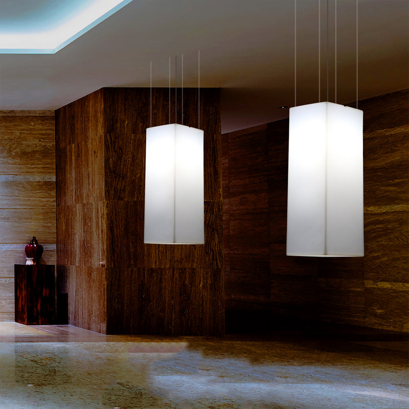 Rechteckige LED Hängelampe, Licht, moderne Pendelleuchte, 80 cm lang, E27 Glühbirne, weiß
