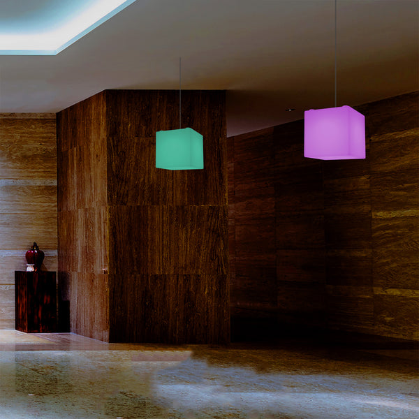 Würfel Hängelampe, mehrfarbige moderne RGB Pendelleuchte, 200 mm, LED SMD Stimmungslampe