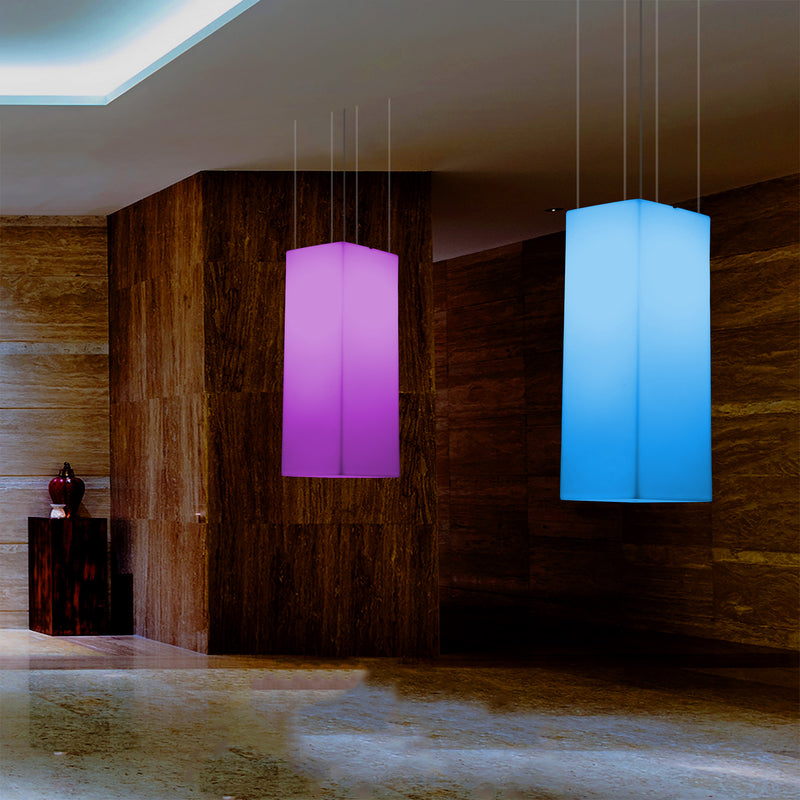 Rechteckige LED Pendelleuchte, mehrfarbiges lineares RGB Hängelicht, 110 x 30 cm, Stimmungslicht