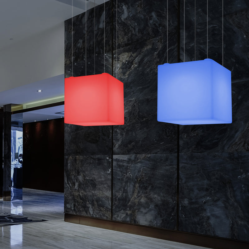 Würfel Hängelampe, große moderne RGB Pendelleuchte, 600 mm, LED Stimmungslicht