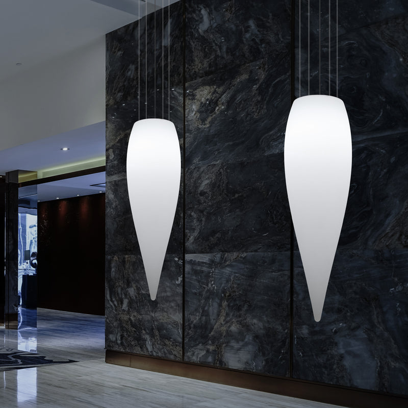 Wassertropfen Pendelleuchte, dekorative LED Eiszapfen Hängelampe, 120 cm, Licht E27, weiß