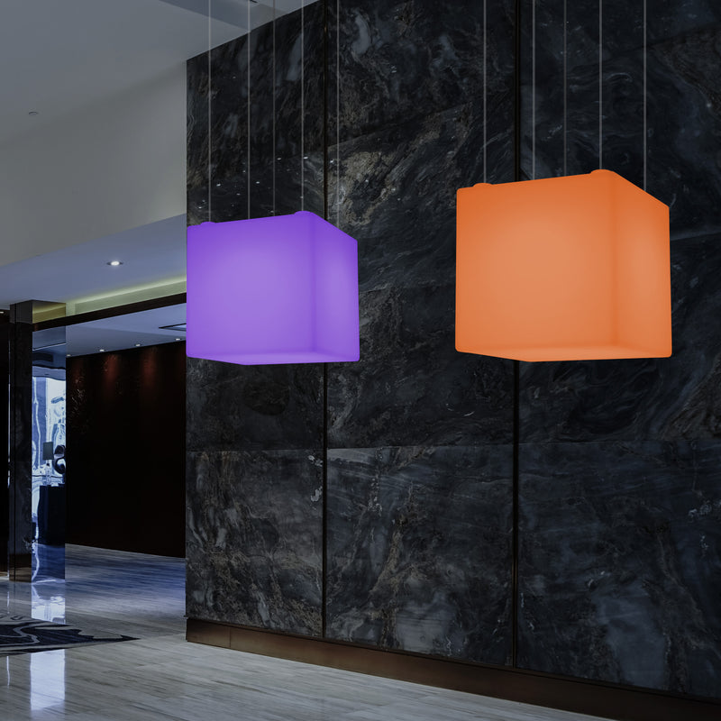 Würfel Hängelampe, große moderne RGB Pendelleuchte, 600 mm, LED Stimmungslicht