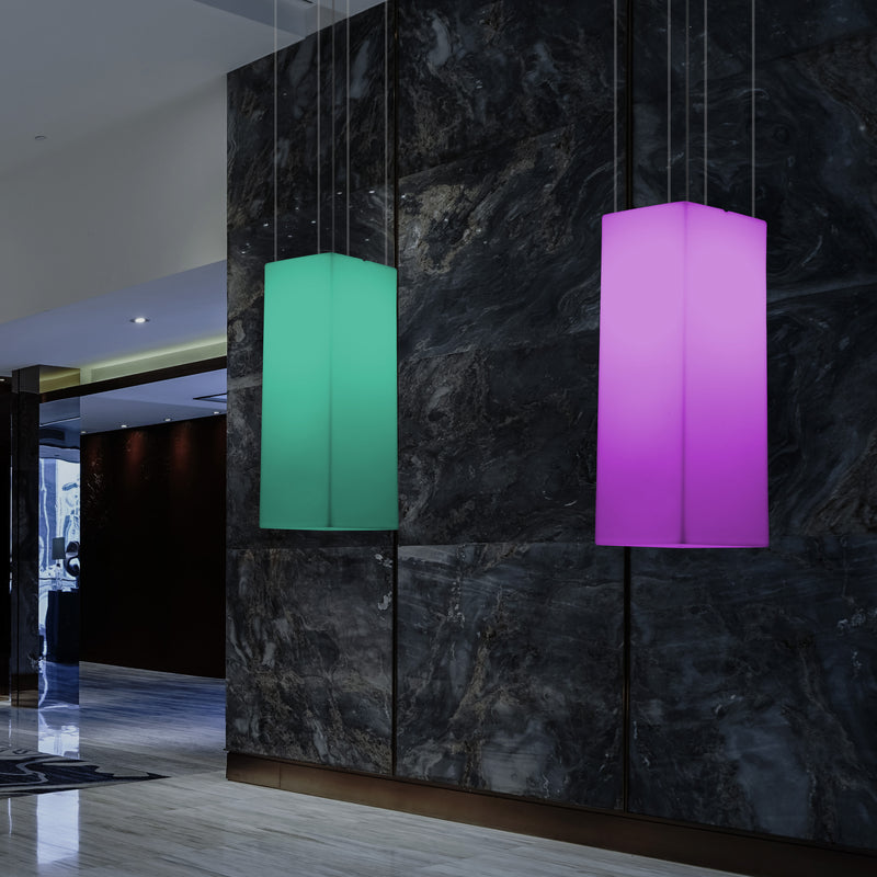 Lineare LED Hängeleuchte, mehrfarbige moderne RGB Hängelampe, 80 x 30 cm, Atmosphärenlampe