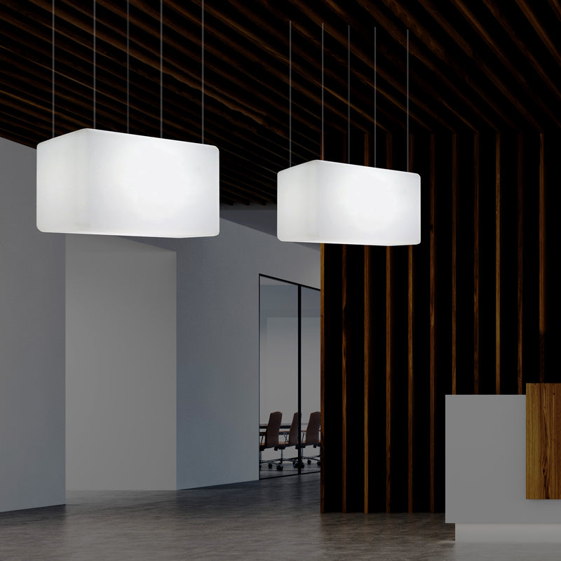 Lineare LED Insel Hängelampe, Designer Pendelleuchte für Küche, 55 x 35 cm, E27, weiß