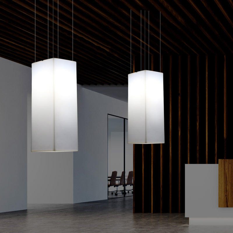 Rechteckige LED Hängelampe, Licht, moderne Pendelleuchte, 80 cm lang, E27 Glühbirne, weiß