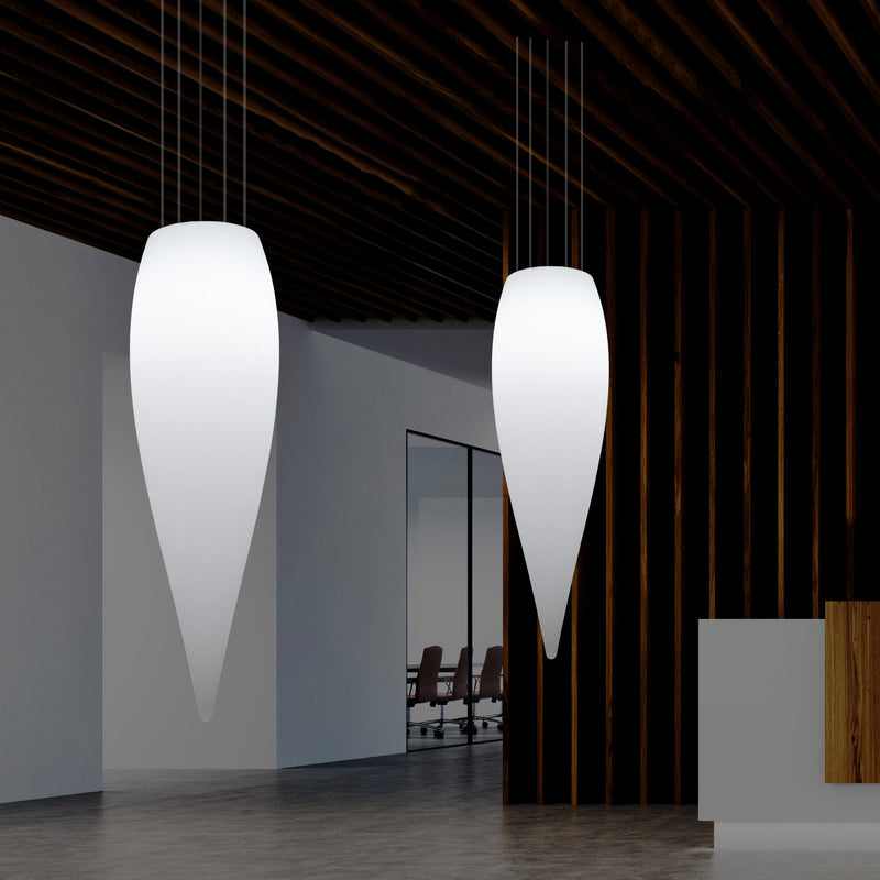 Wassertropfen Pendelleuchte, dekorative LED Eiszapfen Hängelampe, 120 cm, Licht E27, weiß
