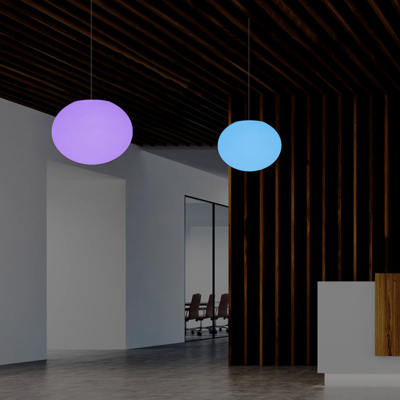 Ellipse Kieselstein Pendelleuchte, Designer ovale RGB Hängeleuchte, 27 cm, LED Ambiente Leuchte