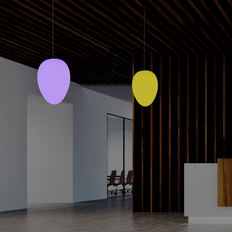 Designer RGB Hängeleuchte, Lampe dimmbar 37 cm mehrfarbige Pendelleuchte in Ei Form