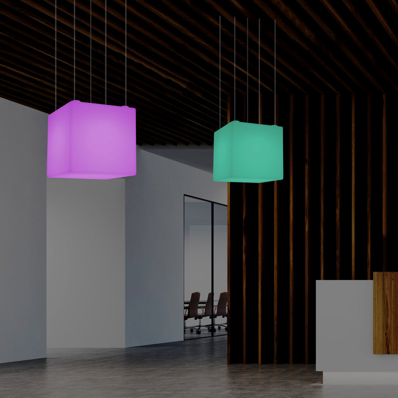 LED Würfel Hängeleuchte, geometrische SMD RGB Pendelleuchte, Lampe 500 mm, Umgebungsbeleuchtung
