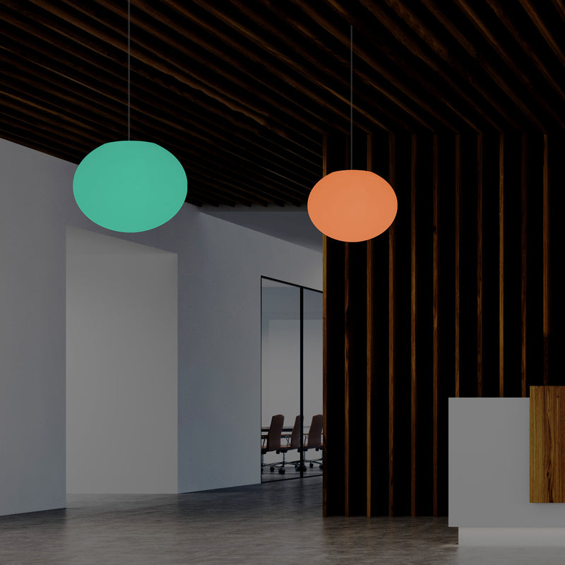 Ellipse Kieselstein Pendelleuchte, Designer ovale RGB Hängeleuchte, 27 cm, LED Ambiente Leuchte