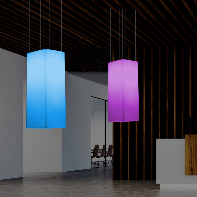 Lineare LED Hängeleuchte, mehrfarbige moderne RGB Hängelampe, 80 x 30 cm, Atmosphärenlampe