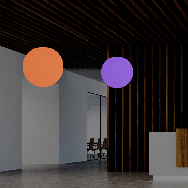 LED Hängelampe Kugelleuchte, mehrfarbige RGB Globus Pendelleuchte, 400 mm, Stimmungslicht Ball
