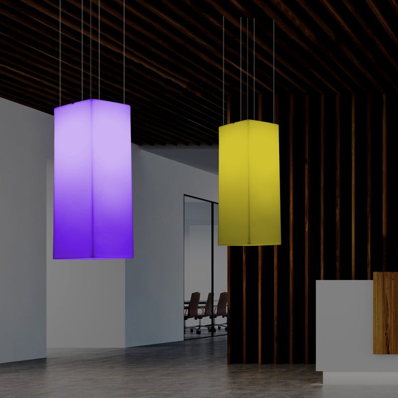 Rechteckige LED Pendelleuchte, mehrfarbiges lineares RGB Hängelicht, 110 x 30 cm, Stimmungslicht