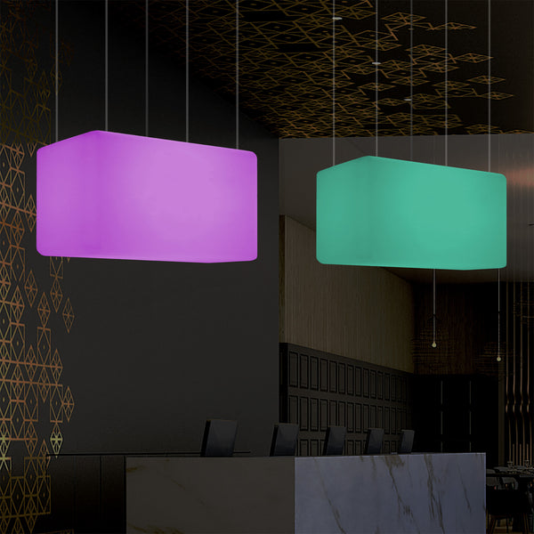 Einzigartige Pendelleuchte, gerade LED Insel Hängelampe, 55 x 35 cm, E27, RGB mit Fernbedienung