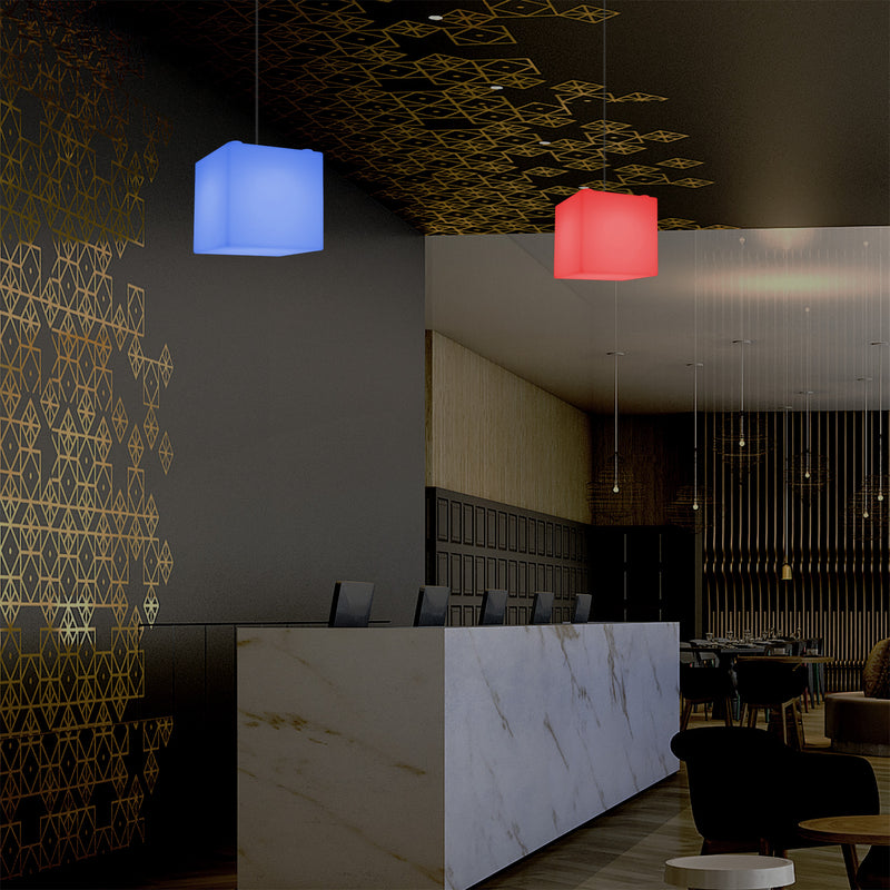 Würfel Hängelampe, mehrfarbige moderne RGB Pendelleuchte, 200 mm, LED SMD Stimmungslampe