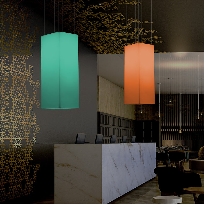 Lineare LED Hängeleuchte, mehrfarbige moderne RGB Hängelampe, 80 x 30 cm, Atmosphärenlampe