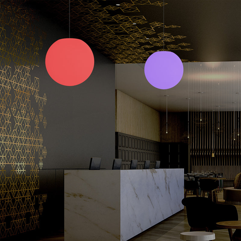 LED Hängelampe Kugelleuchte, mehrfarbige RGB Globus Pendelleuchte, 400 mm, Stimmungslicht Ball