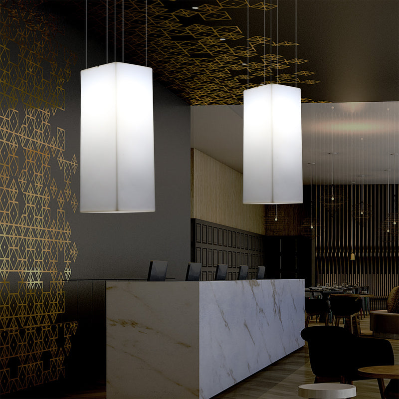 Rechteckige LED Hängelampe, Licht, moderne Pendelleuchte, 80 cm lang, E27 Glühbirne, weiß