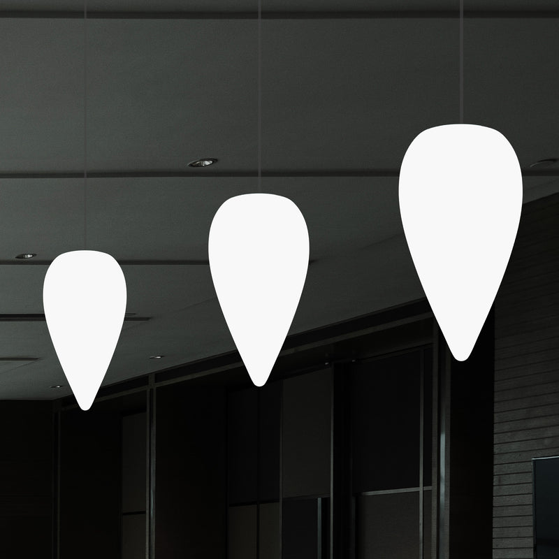 Designer LED Hängelampe Pendelleuchte, Wassertropfen Eiszapfen Form, E27 Licht, weiß 37 cm