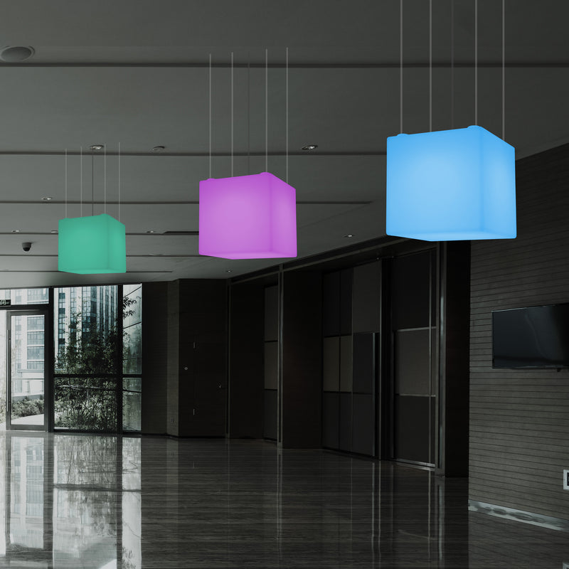 LED Würfel Hängeleuchte, geometrische SMD RGB Pendelleuchte, Lampe 500 mm, Umgebungsbeleuchtung