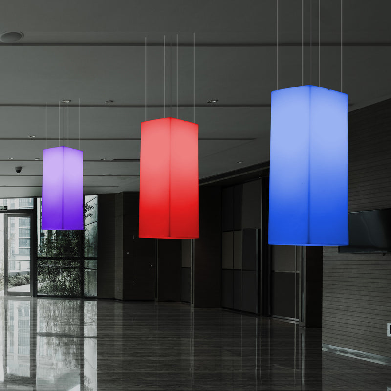 Rechteckige LED Pendelleuchte, mehrfarbiges lineares RGB Hängelicht, 110 x 30 cm, Stimmungslicht
