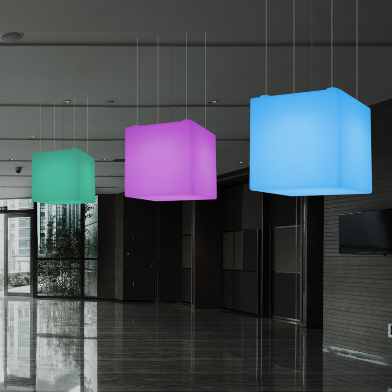 Würfel Hängelampe, große moderne RGB Pendelleuchte, 600 mm, LED Stimmungslicht