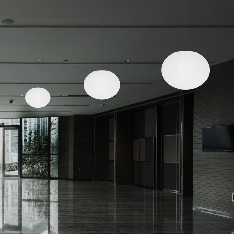 Designer LED Hängelampe Pendelleuchte, 3D Ellipse Ovale E27 Deckenlampe, 27cm flache Kugel