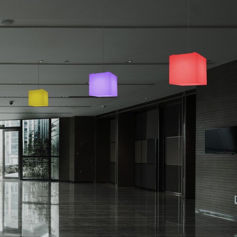 Würfel Hängelampe, mehrfarbige moderne RGB Pendelleuchte, 200 mm, LED SMD Stimmungslampe