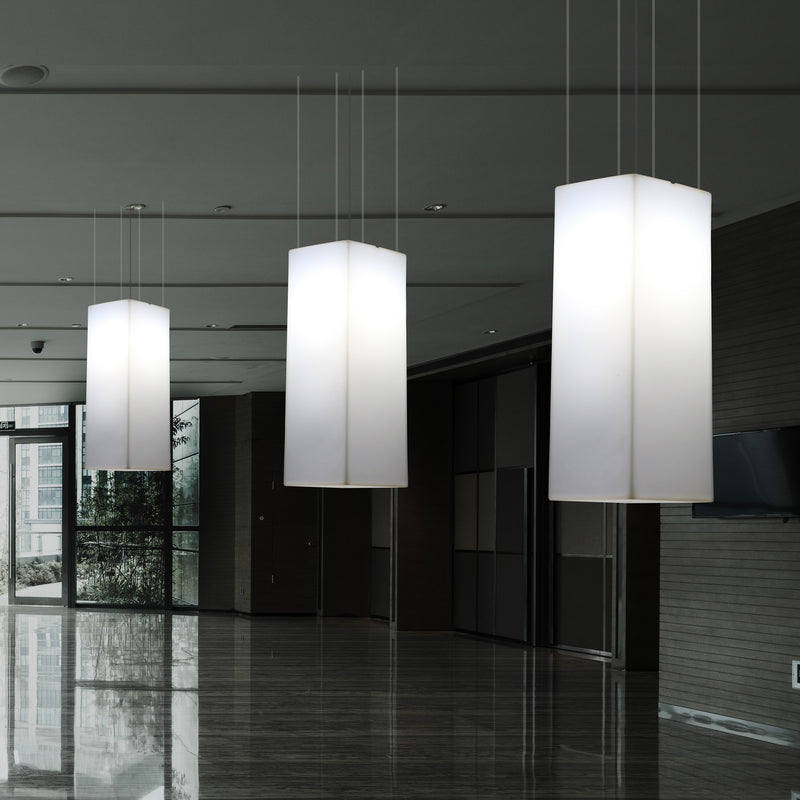 Rechteckige LED Hängelampe, Licht, moderne Pendelleuchte, 80 cm lang, E27 Glühbirne, weiß