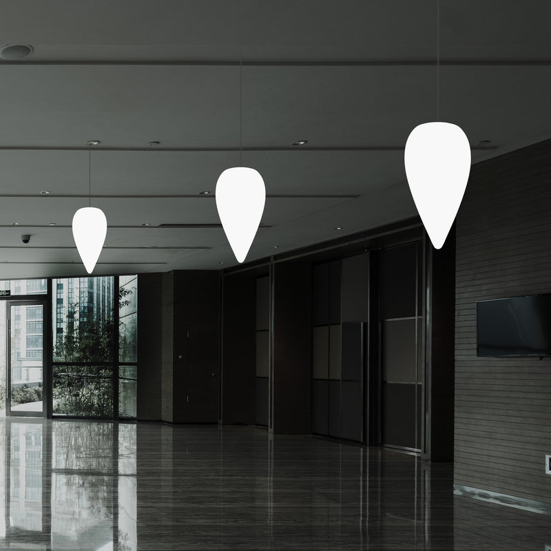 Designer LED Hängelampe Pendelleuchte, Wassertropfen Eiszapfen Form, E27 Licht, weiß 37 cm