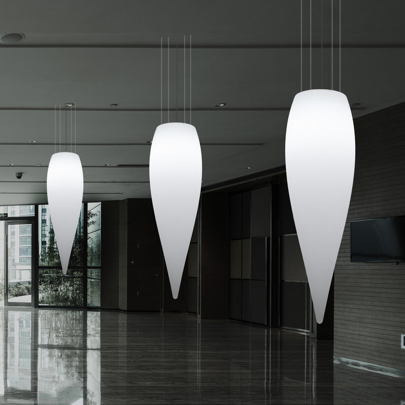 Wassertropfen Pendelleuchte, dekorative LED Eiszapfen Hängelampe, 120 cm, Licht E27, weiß
