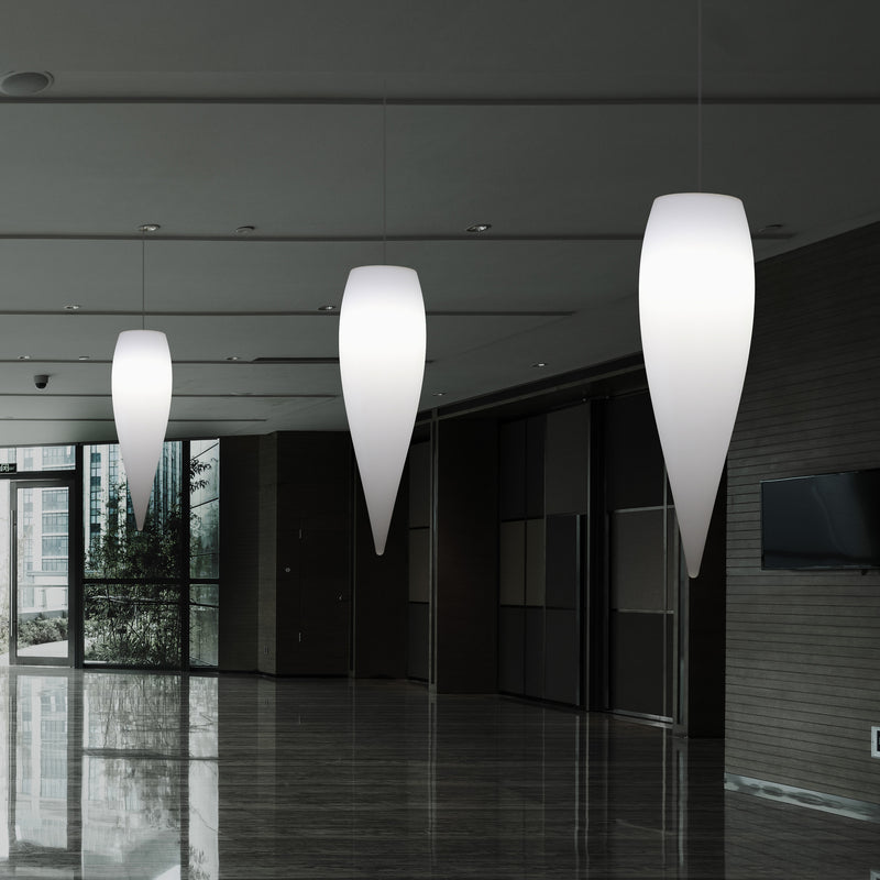 Wassertropfen Pendelleuchte, dekorative LED Eiszapfen Hängelampe, 80 cm, Licht E27, weiß