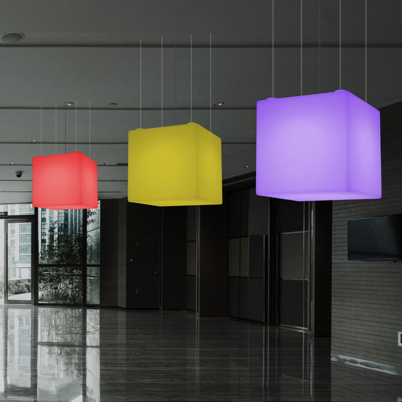 Würfel Hängelampe, große moderne RGB Pendelleuchte, 600 mm, LED Stimmungslicht