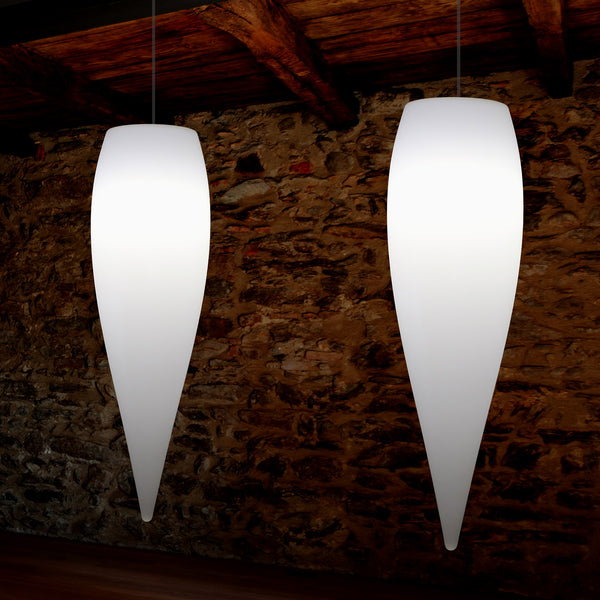 Wassertropfen Pendelleuchte, dekorative LED Eiszapfen Hängelampe, 80 cm, Licht E27, weiß