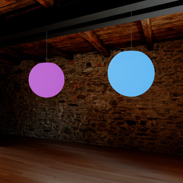 LED Hängelampe Kugelleuchte, mehrfarbige RGB Globus Pendelleuchte, 400 mm, Stimmungslicht Ball