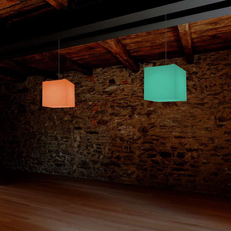 Würfel Hängeleuchte, 15cm Moderne RGB Pendelleuchte Licht mit Farbwechsel und Fernbedienung