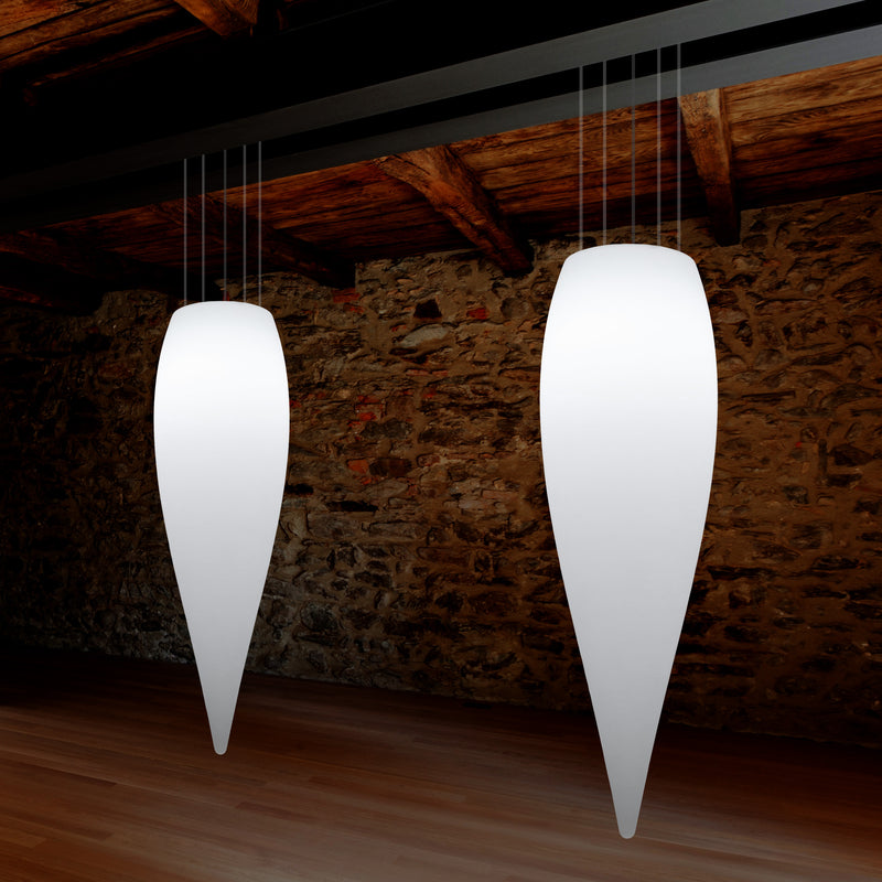 Wassertropfen Pendelleuchte, dekorative LED Eiszapfen Hängelampe, 120 cm, Licht E27, weiß