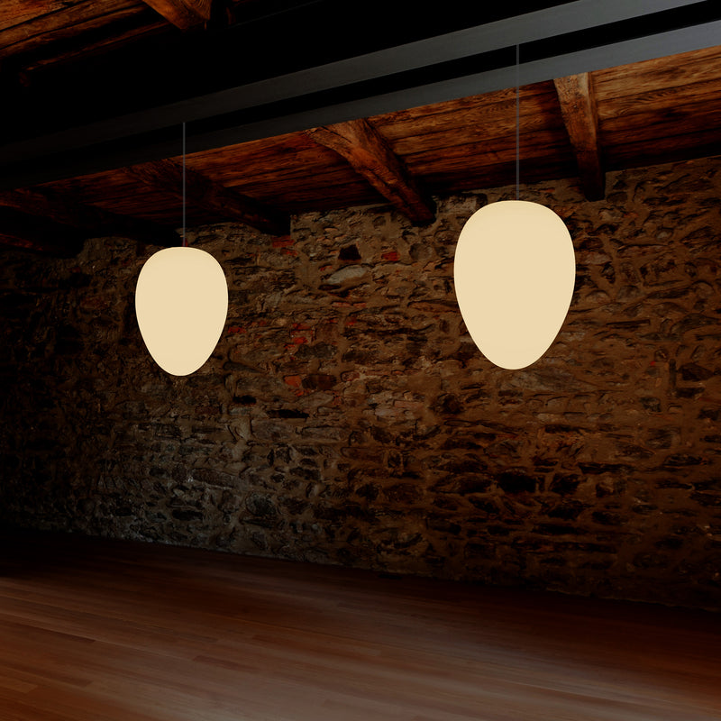 Dekorative E27 Hängeleuchte, Ovale Designer LED Pendelleuchte, 37cm, Hängelampe warmweißes Licht