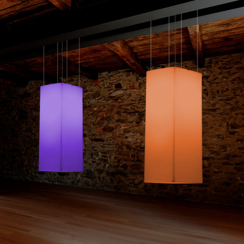 Lineare LED Hängeleuchte, mehrfarbige moderne RGB Hängelampe, 80 x 30 cm, Atmosphärenlampe