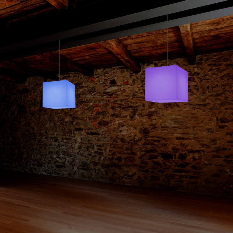 Würfel Hängeleuchte, 15cm Moderne RGB Pendelleuchte Licht mit Farbwechsel und Fernbedienung