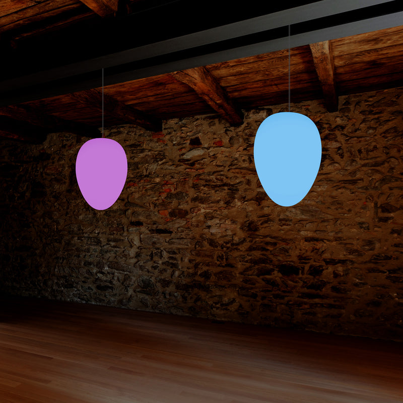 Designer RGB Hängeleuchte, Lampe dimmbar 37 cm mehrfarbige Pendelleuchte in Ei Form