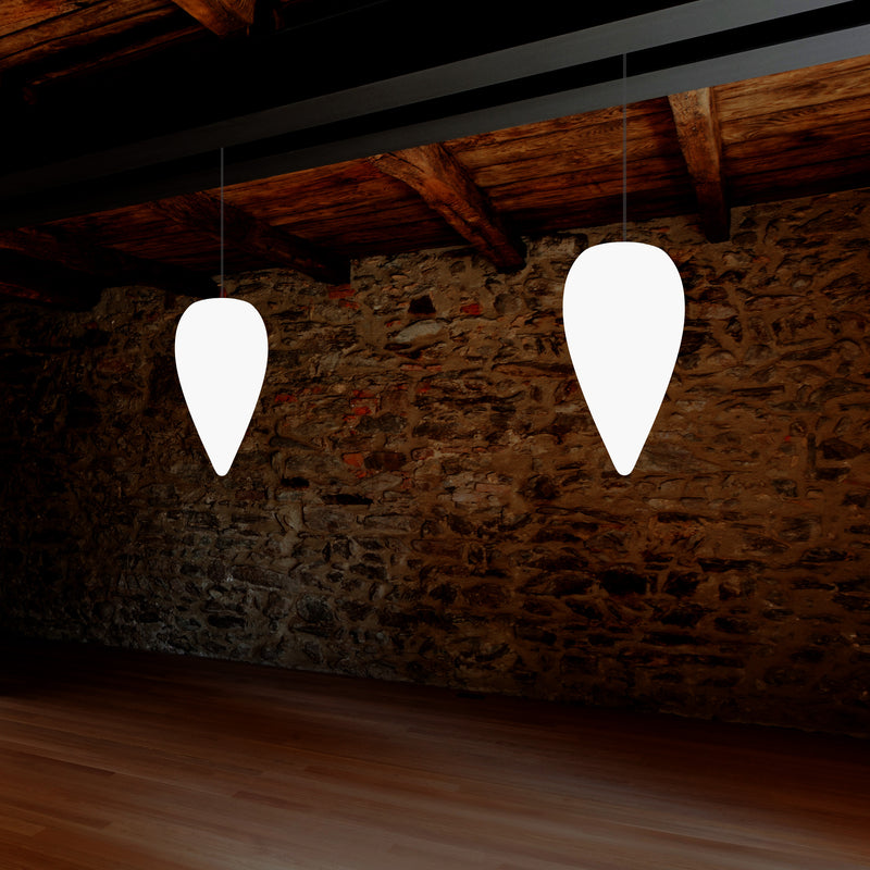 Designer LED Hängelampe Pendelleuchte, Wassertropfen Eiszapfen Form, E27 Licht, weiß 37 cm