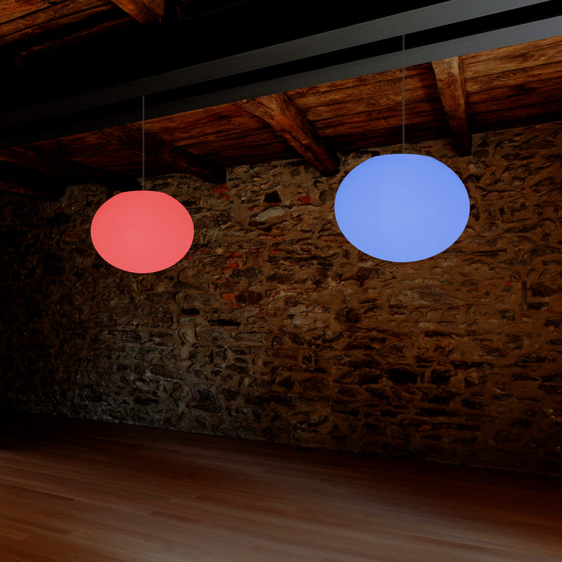 Ovale Hängeleuchte Ellipse, dimmbare Pendelleuchte mit Farbwechsel, flache Kugel Ball Lampe