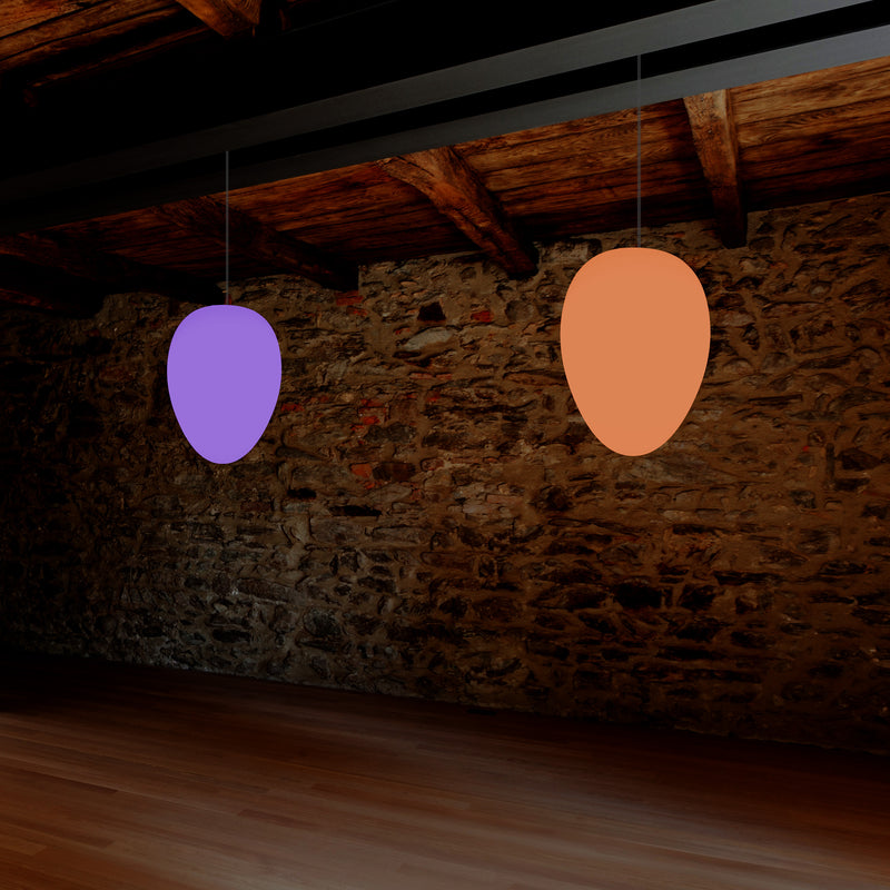 Designer RGB Hängeleuchte, Lampe dimmbar 37 cm mehrfarbige Pendelleuchte in Ei Form
